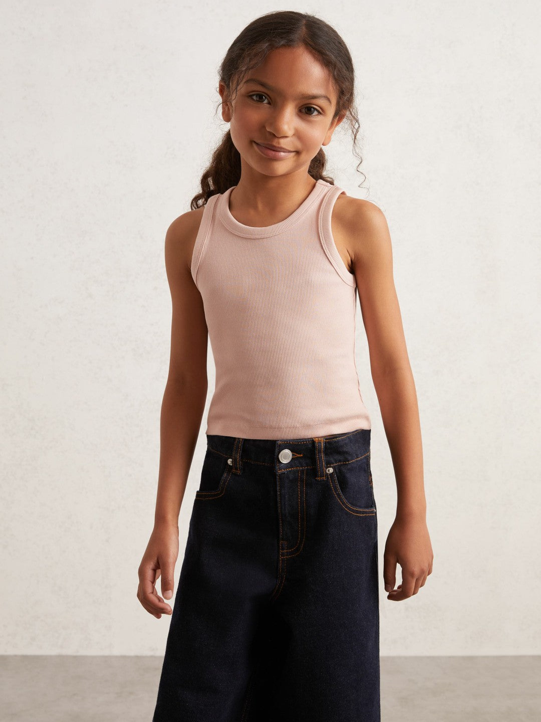 9-13 yrs Stretch-Cotton Ribbed Vest Pink | Children & Baby