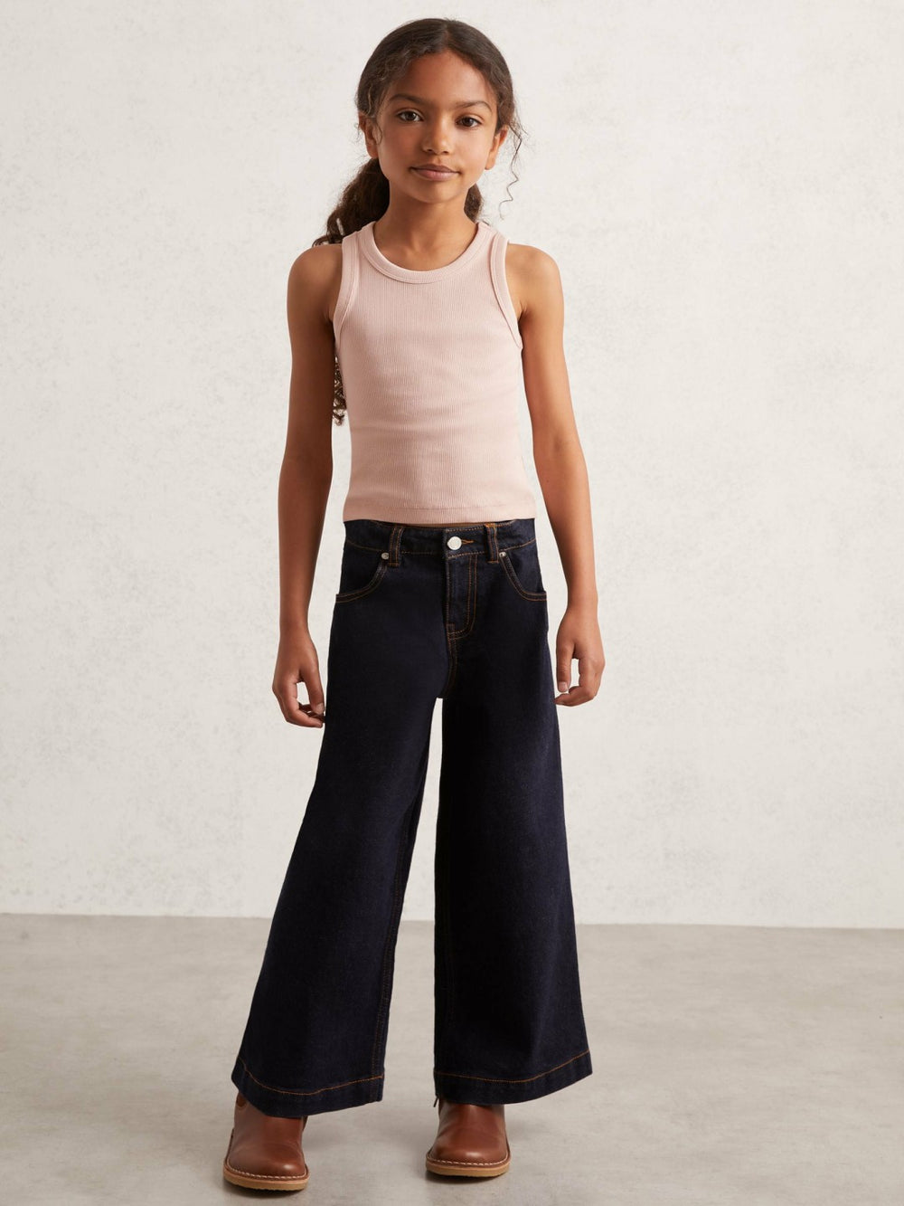 9-13 yrs Stretch-Cotton Ribbed Vest Pink | Children & Baby