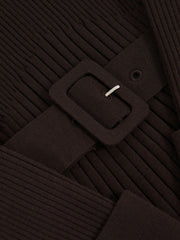 3-9 yrs Rib-Knit Roll-Neck Belted Dress Chocolate | Children & Baby