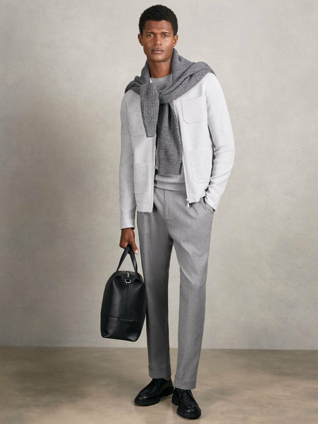 Four-Pocket Zip-Through Cardigan Soft Grey | Men