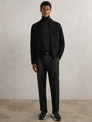 Four-Pocket Zip-Through Cardigan Black | Men