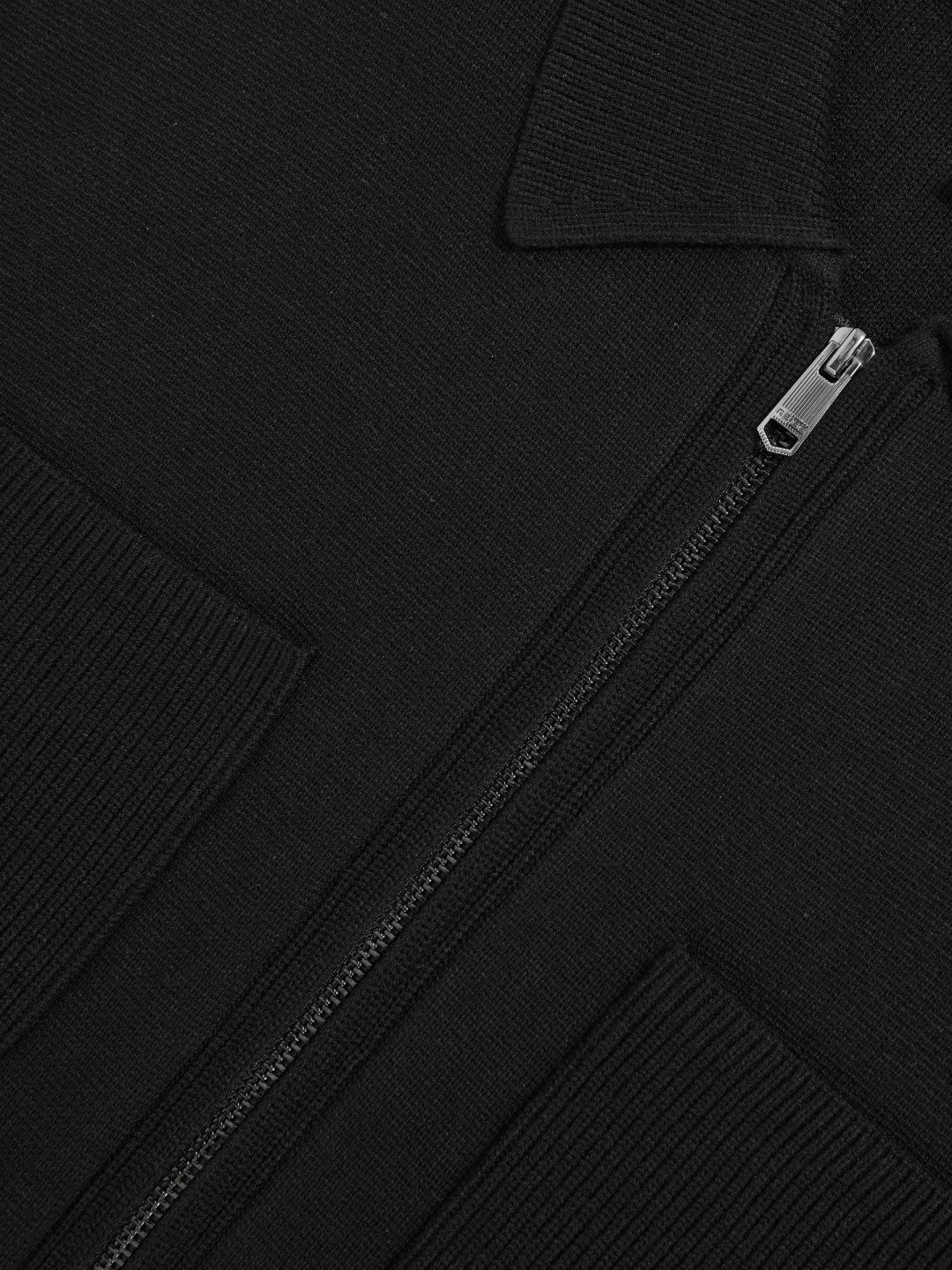 Four-Pocket Zip-Through Cardigan Black | Men