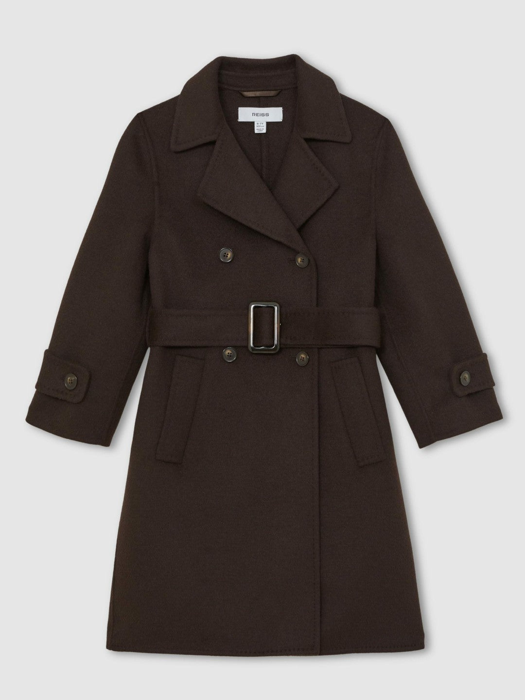 13-14 yrs Double-Breasted Blindseam Wool-Blend Coat Chocolate Brown | Children & Baby