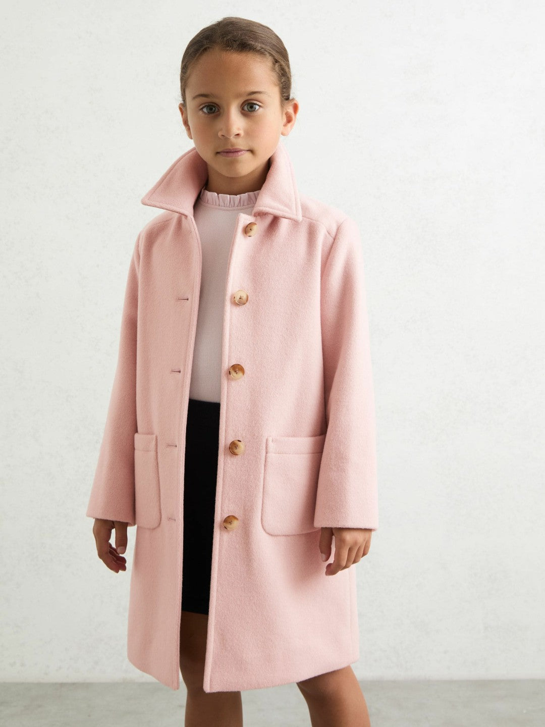 3-9 yrs Wool-Blend Single-Breasted Coat Pink | Children & Baby
