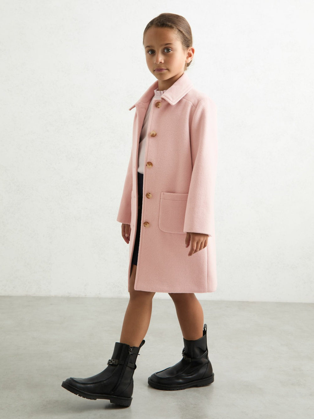 3-9 yrs Wool-Blend Single-Breasted Coat Pink | Children & Baby
