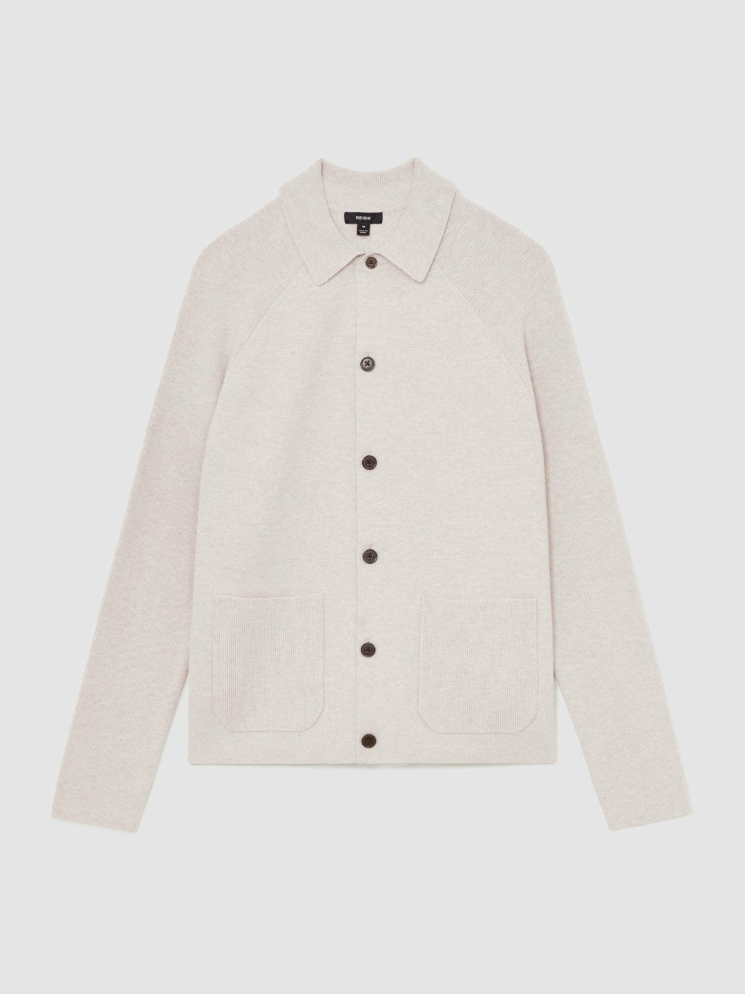 Button-Through Ribbed-Sleeve Shirt Oatmeal Brown | Men