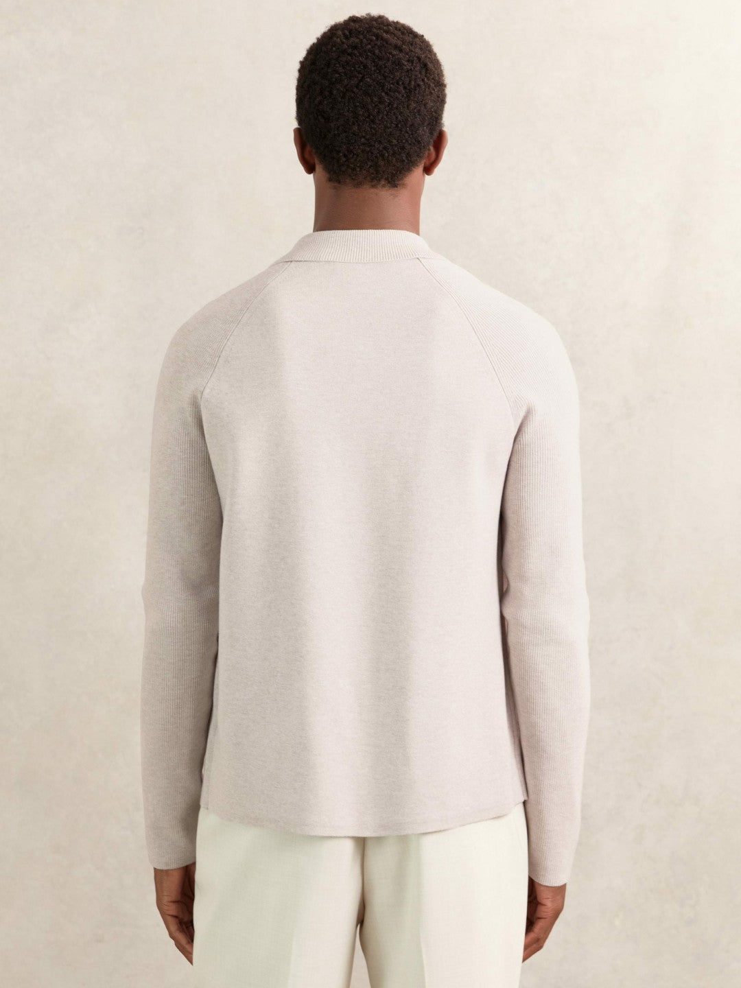 Button-Through Ribbed-Sleeve Shirt Oatmeal Brown | Men