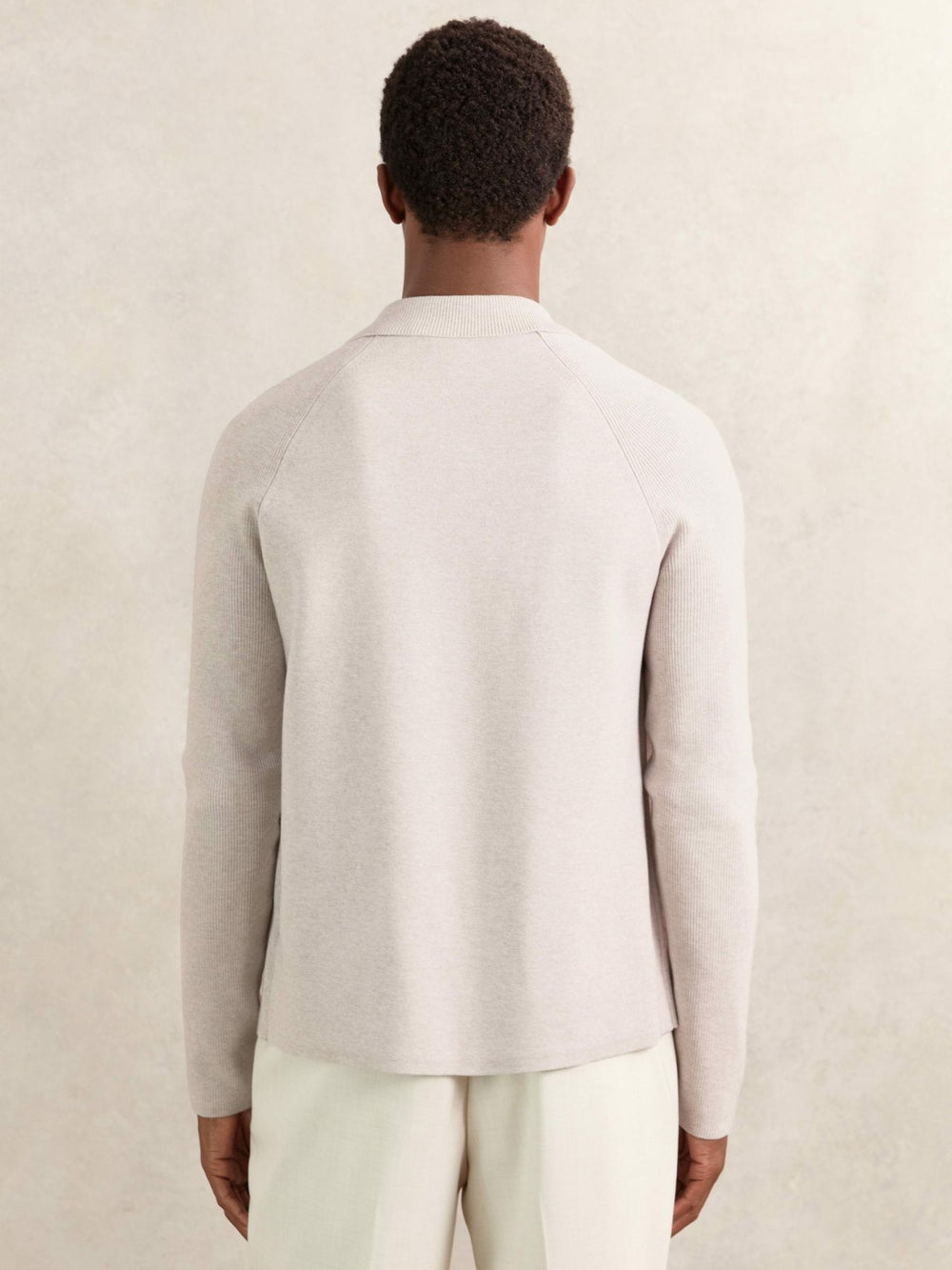 Button-Through Ribbed-Sleeve Shirt Oatmeal Brown | Men