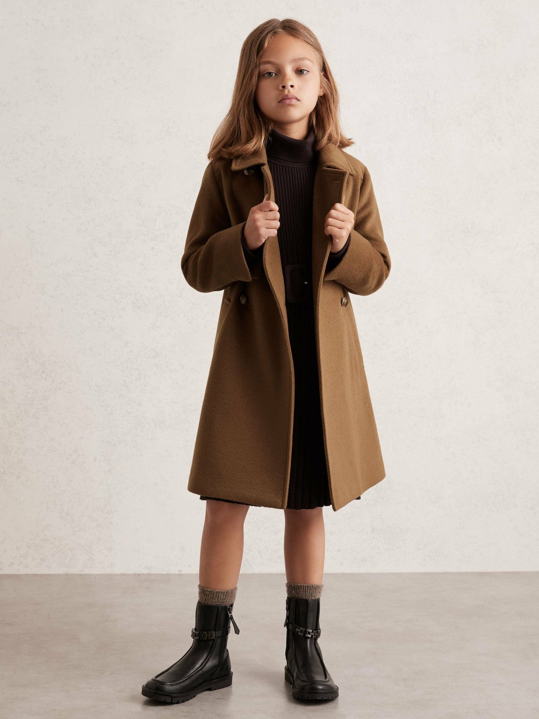 9-13 yrs Wool-Blend Double-Breasted Coat Camel | Children & Baby