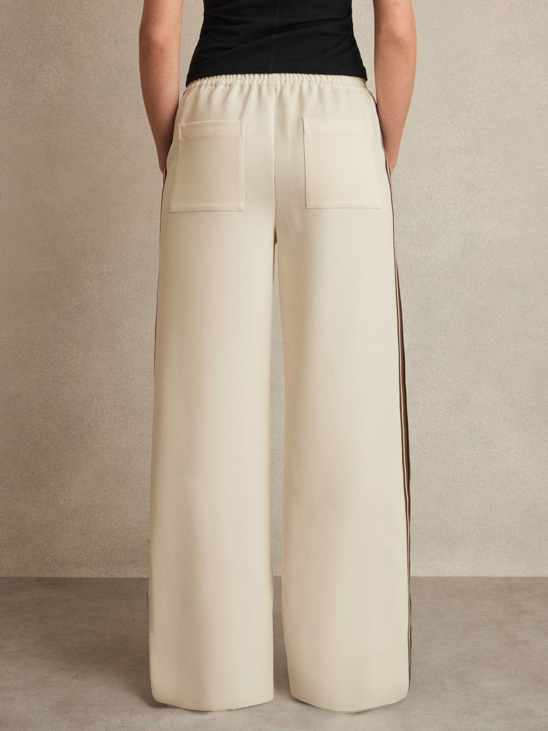Petite Side-Stripe Wide-Leg Trousers Cream | Women