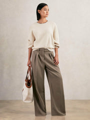 Wool-Blend Necklace-Trim Jumper with Cashmere Cream | Women
