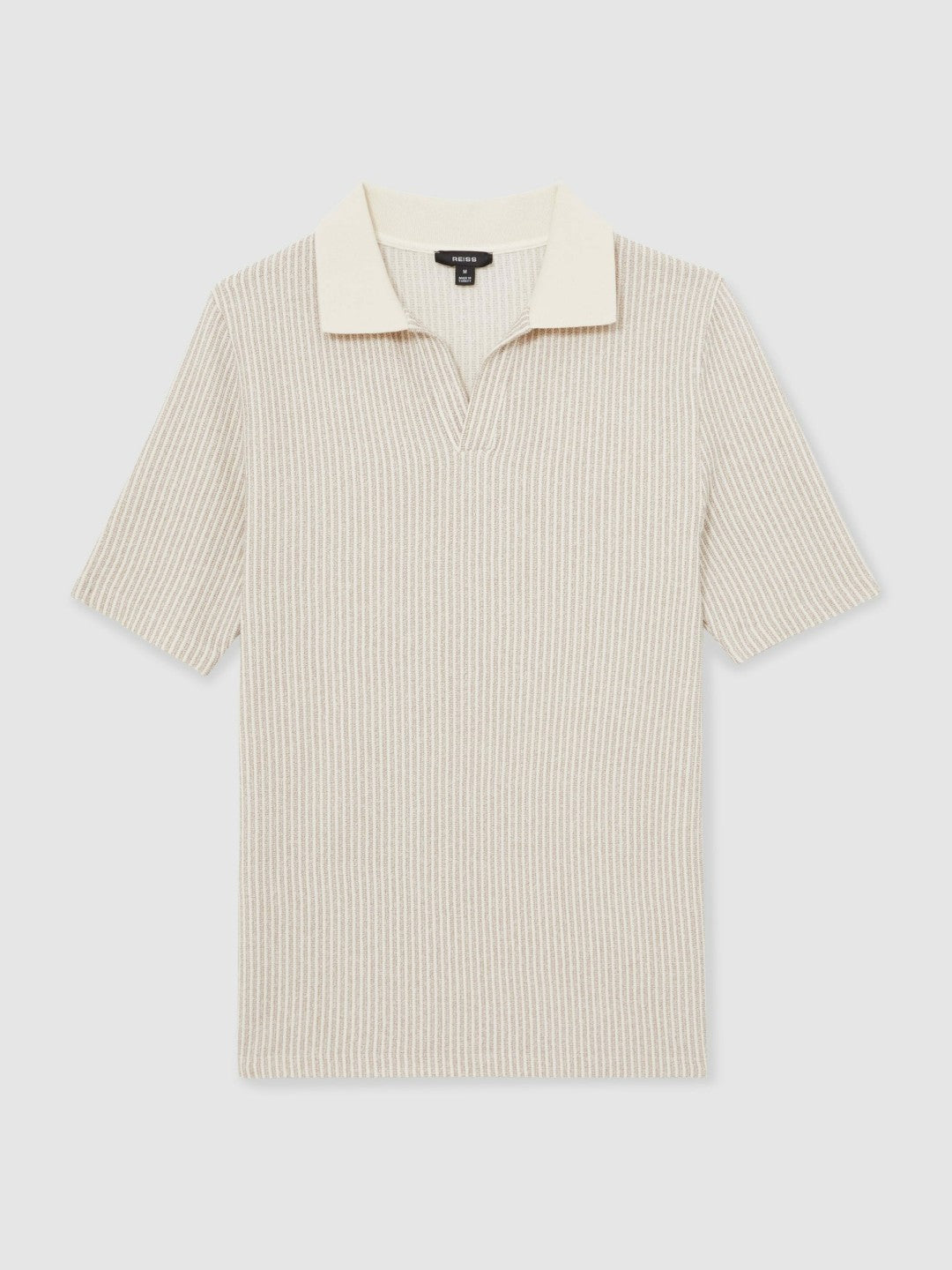 Cotton-Blend Stripe Polo Shirt Ecru/Taupe Brown | Men