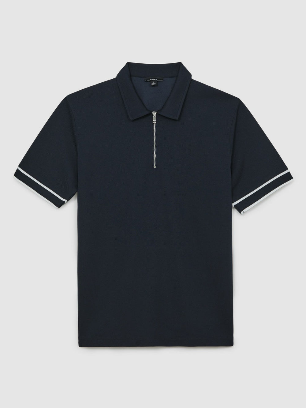 Textured Half-Zip Tipped Polo Shirt Navy | Men