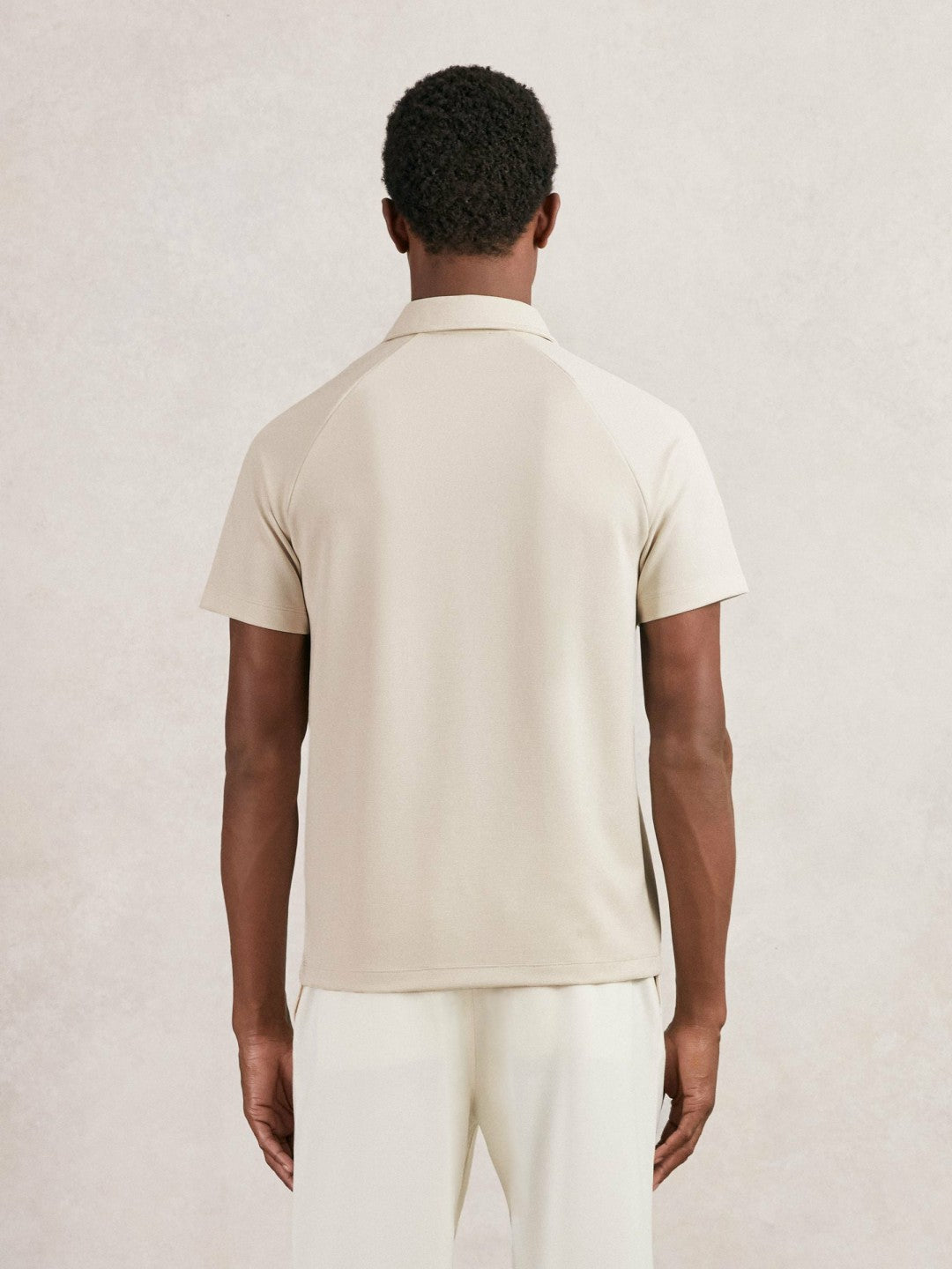 Textured Raglan Half-Zip Polo Shirt Stone | Men
