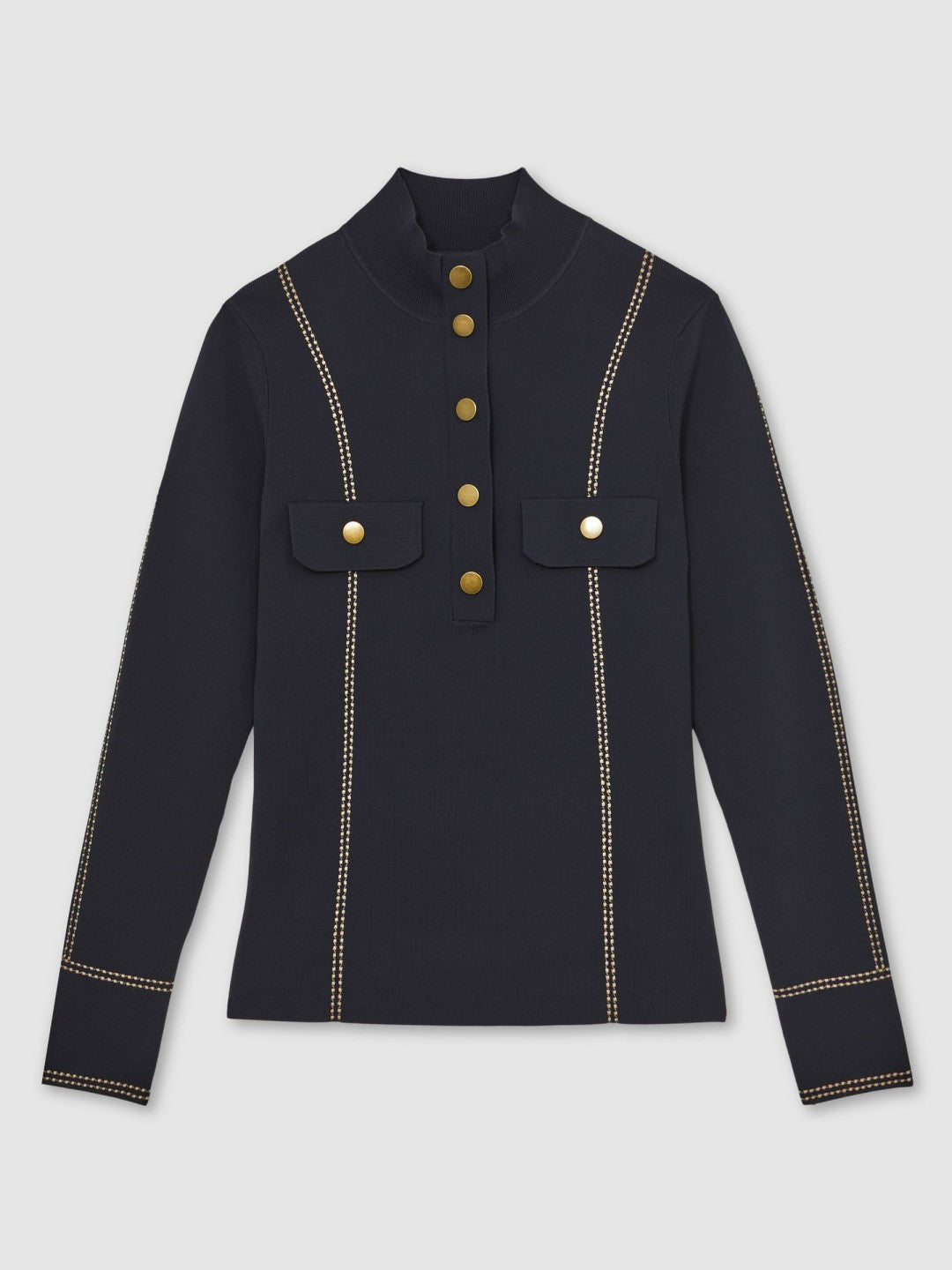 Contrast-Stitch Knit Top Navy | Women