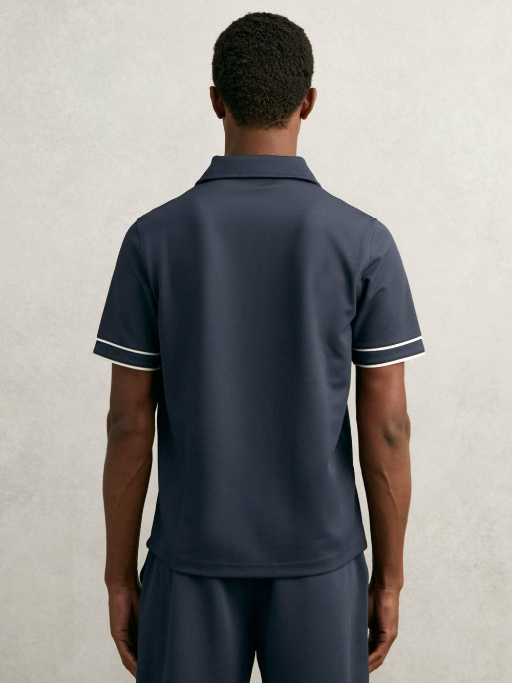 Textured Half-Zip Tipped Polo Shirt Airforce Blue | Men