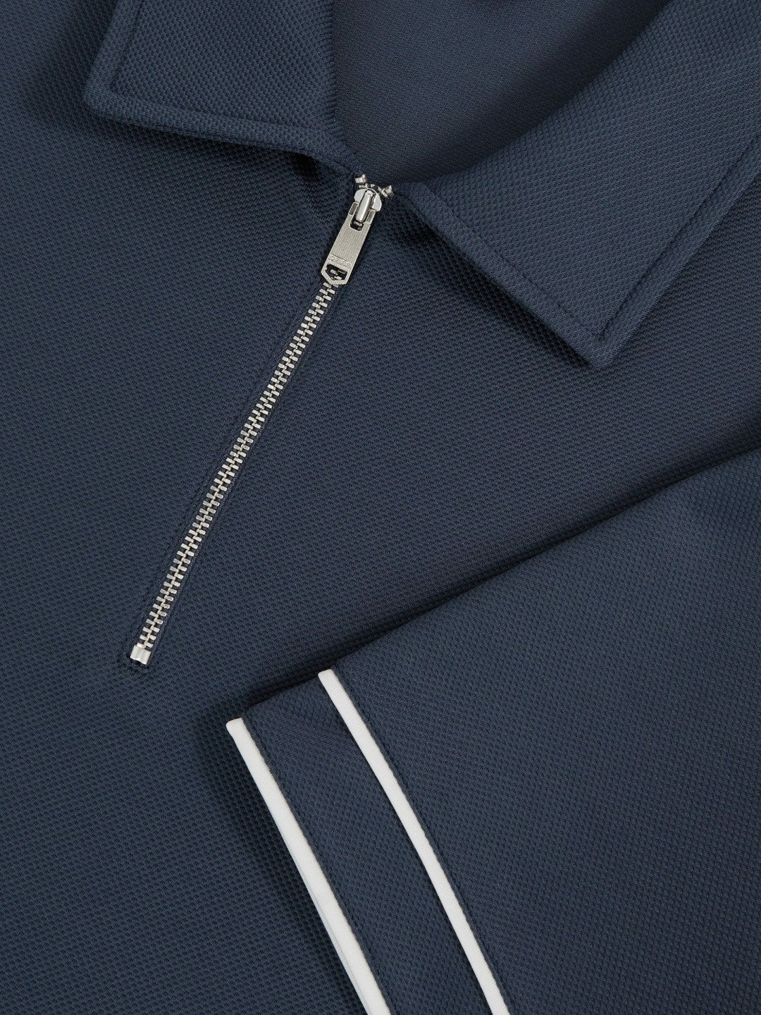 Textured Half-Zip Tipped Polo Shirt Airforce Blue | Men
