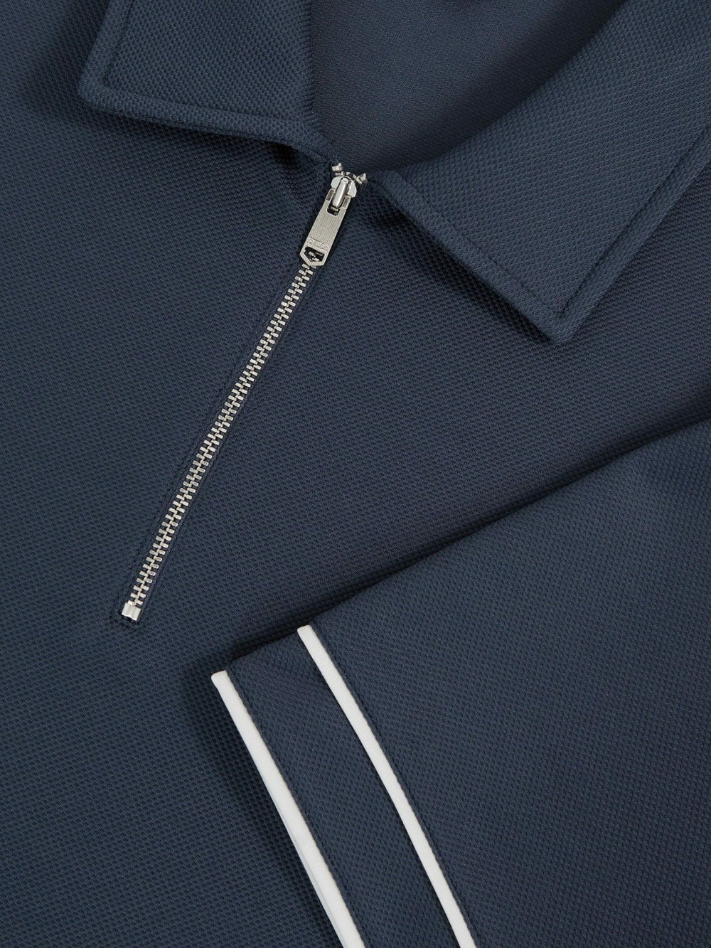 Textured Half-Zip Tipped Polo Shirt Airforce Blue | Men