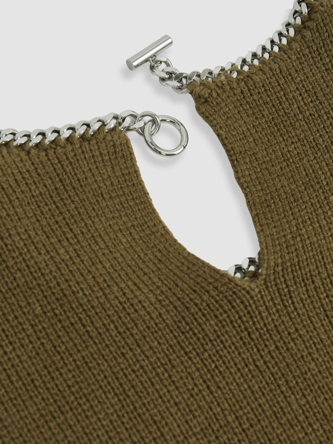 Wool-Blend Necklace-Trim Jumper with Cashmere Sage Green | Women