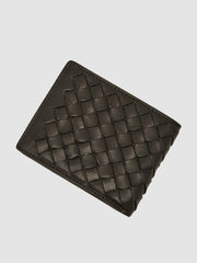 Leather Large Lattice-Effect Wallet Dark Brown | Men