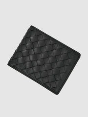 Leather Large Lattice-Effect Wallet Black | Men