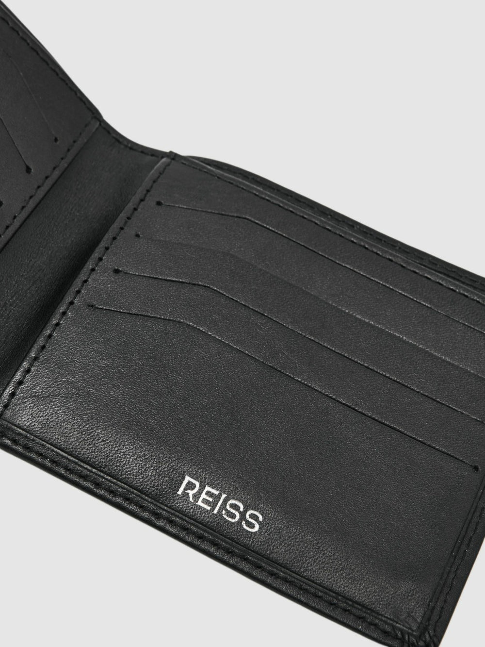 Leather Large Lattice-Effect Wallet Black | Men