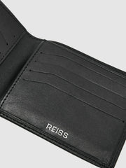 Leather Large Lattice-Effect Wallet Black | Men