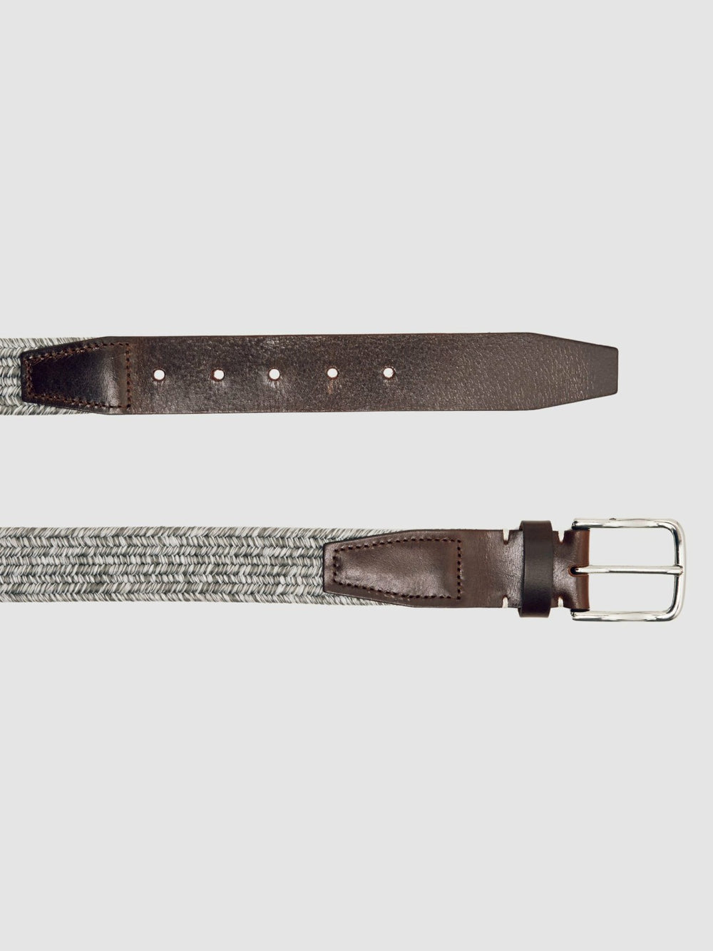Webbing Belt With Leather Trim Soft Grey | Men