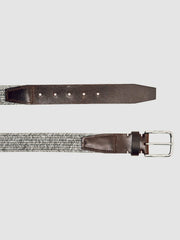 Webbing Belt With Leather Trim Soft Grey | Men