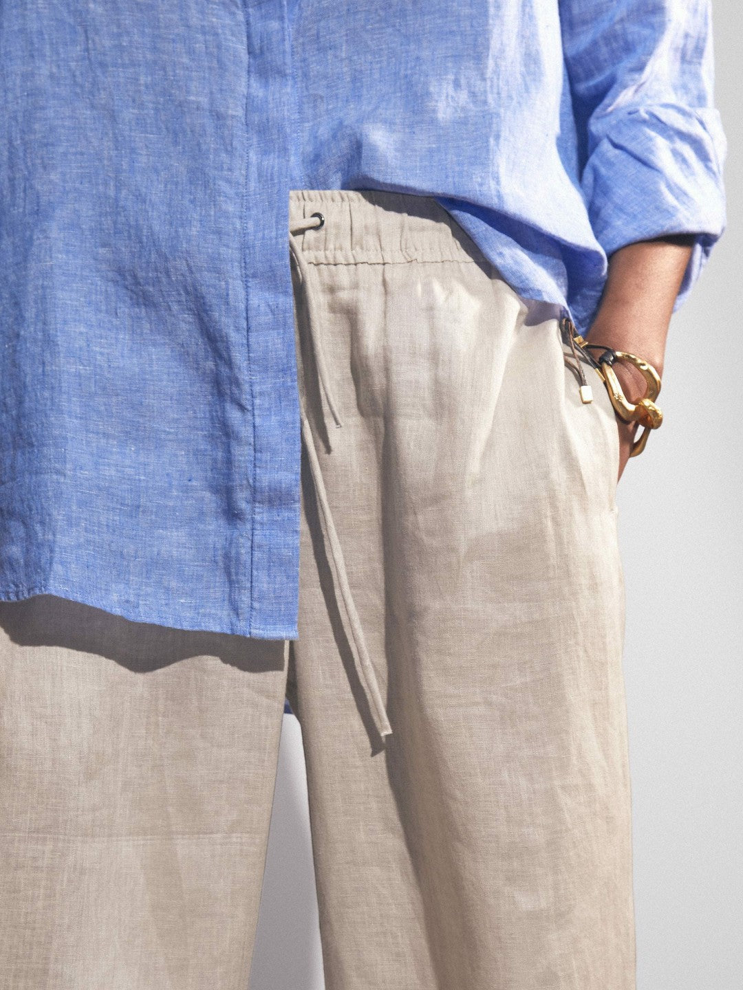 Petite Linen-Blend Wide-Leg Trousers Neutral | Women