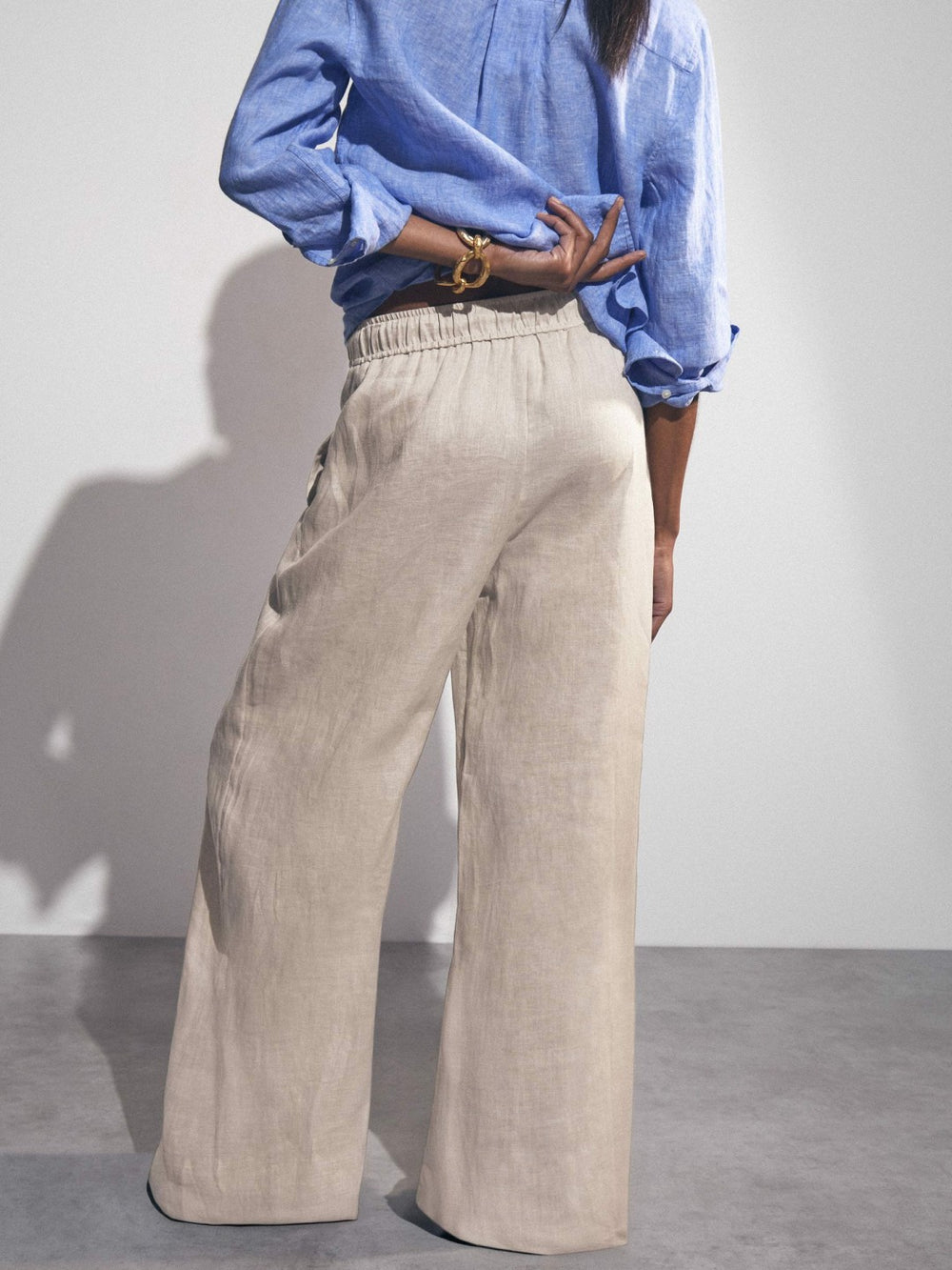 Petite Linen-Blend Wide-Leg Trousers Neutral | Women