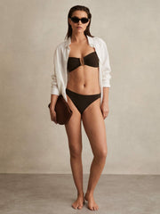 Removable Strap Bandeau Bikini Top Chocolate | Women