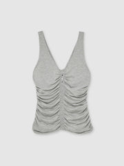 Stretch Lyocell Jersey Ruched Vest Silver Grey | Women