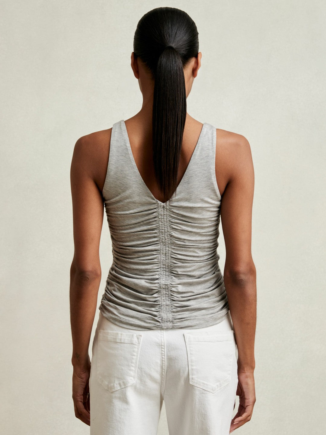 Stretch Lyocell Jersey Ruched Vest Silver Grey | Women