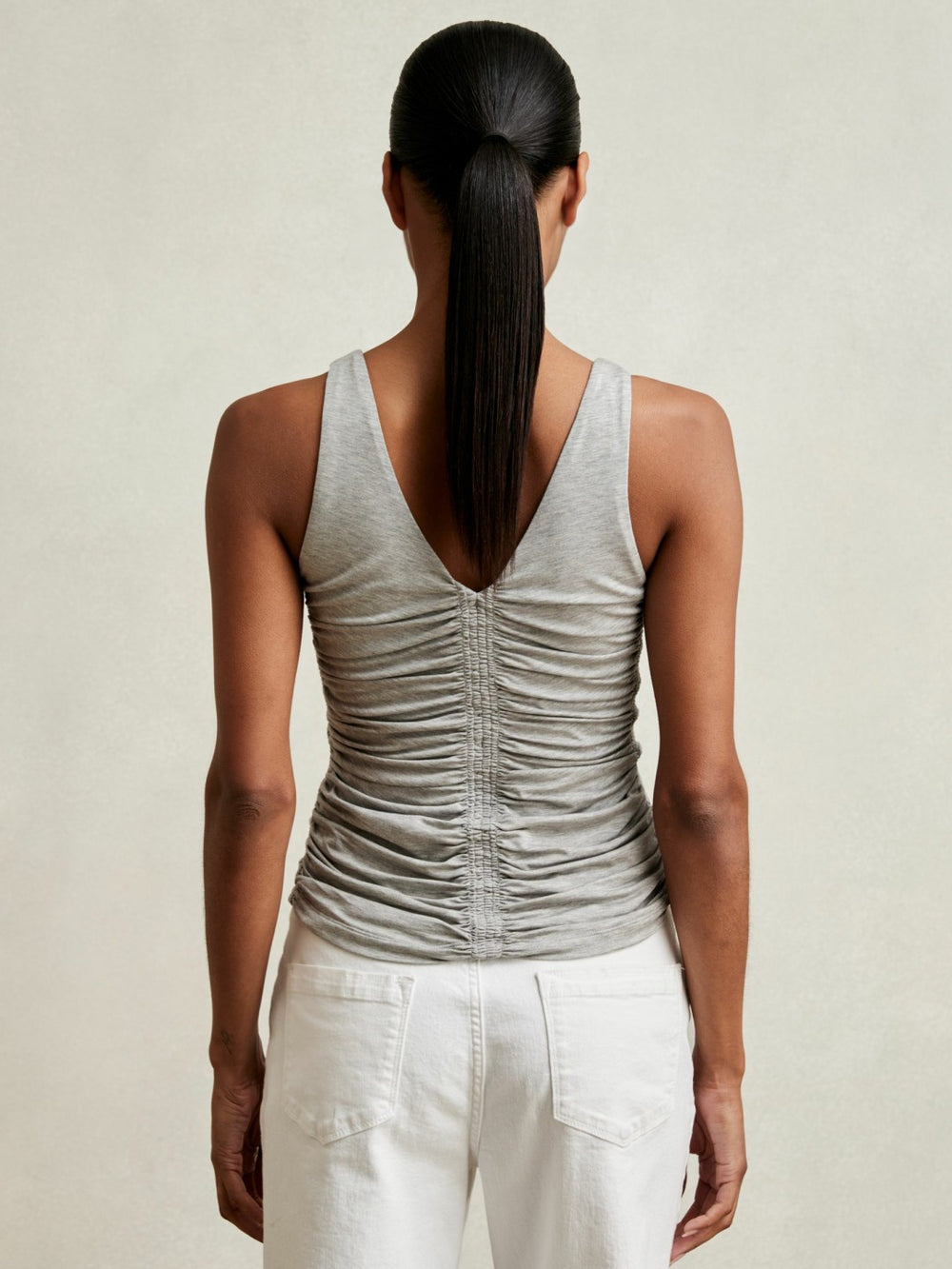 Stretch Lyocell Jersey Ruched Vest Silver Grey | Women