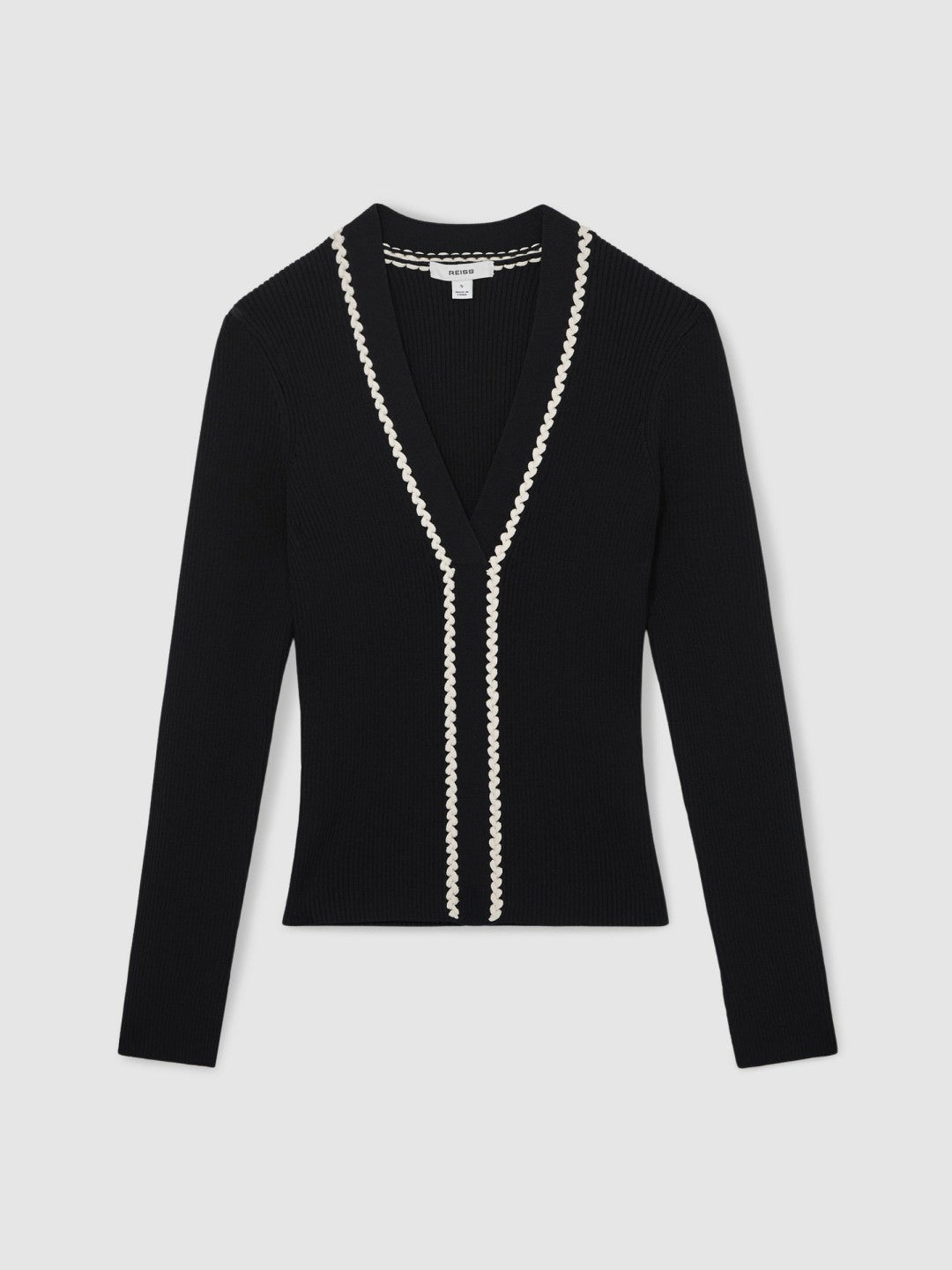Craft-Stitch Rib-Knit Top Navy/White | Women