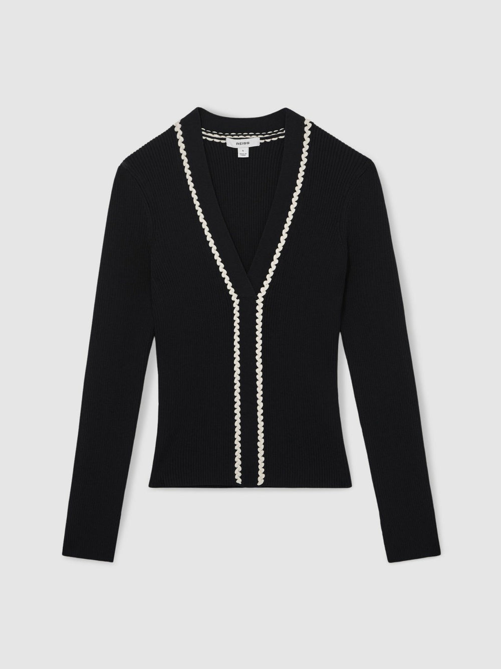 Craft-Stitch Rib-Knit Top Navy/White | Women