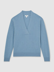 Cashmere V-Neck Jumper Blue | Women