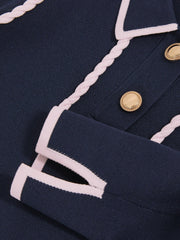 13-14 yrs Piped Knitted Collar Top Navy | Children & Baby
