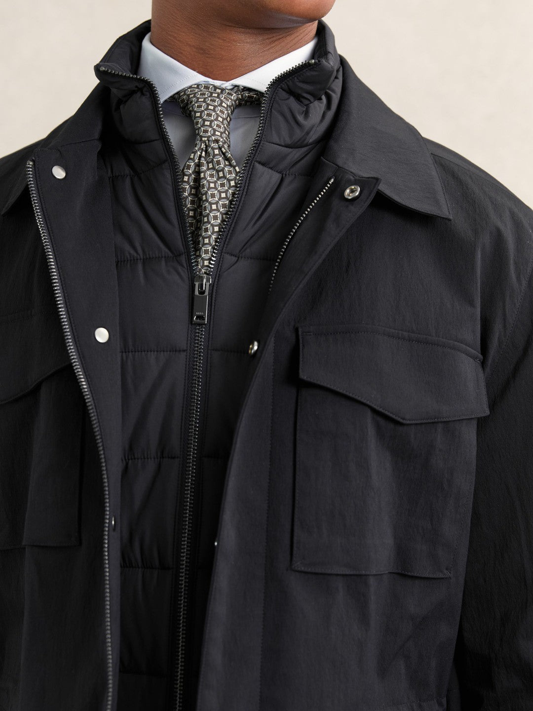 Removable-Gilet Safari Jacket Navy | Men
