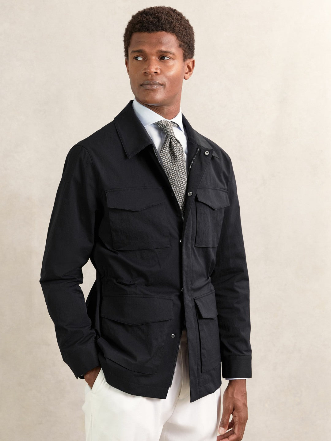 Removable-Gilet Safari Jacket Navy | Men