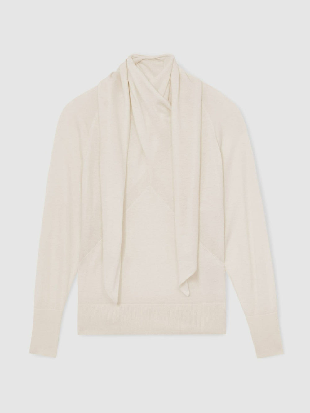 Wool Scarf-Tie Draped Jumper Cream | Women
