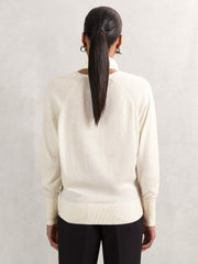 Wool Scarf-Tie Draped Jumper Cream | Women