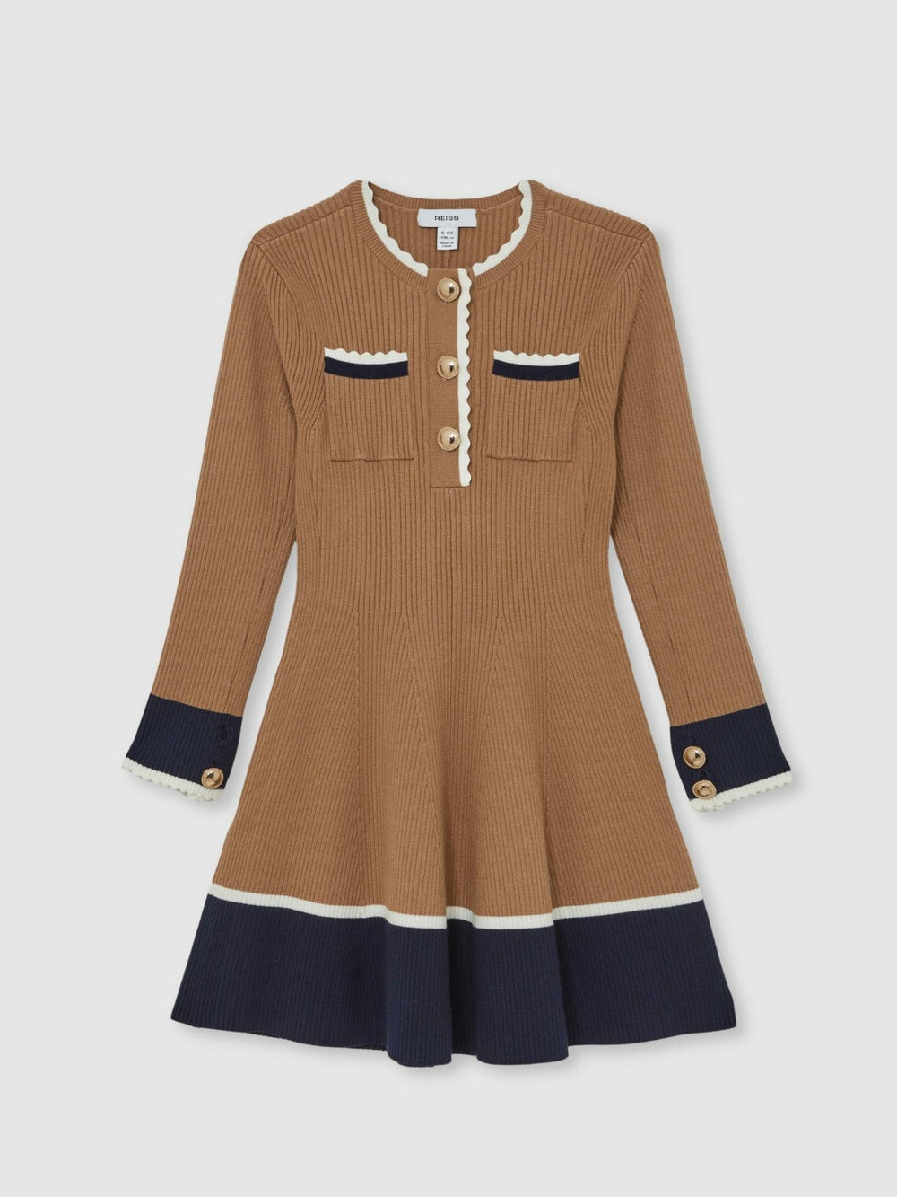 3-9 yrs Scallop-Trim Rib-Knit Dress Camel | Children & Baby