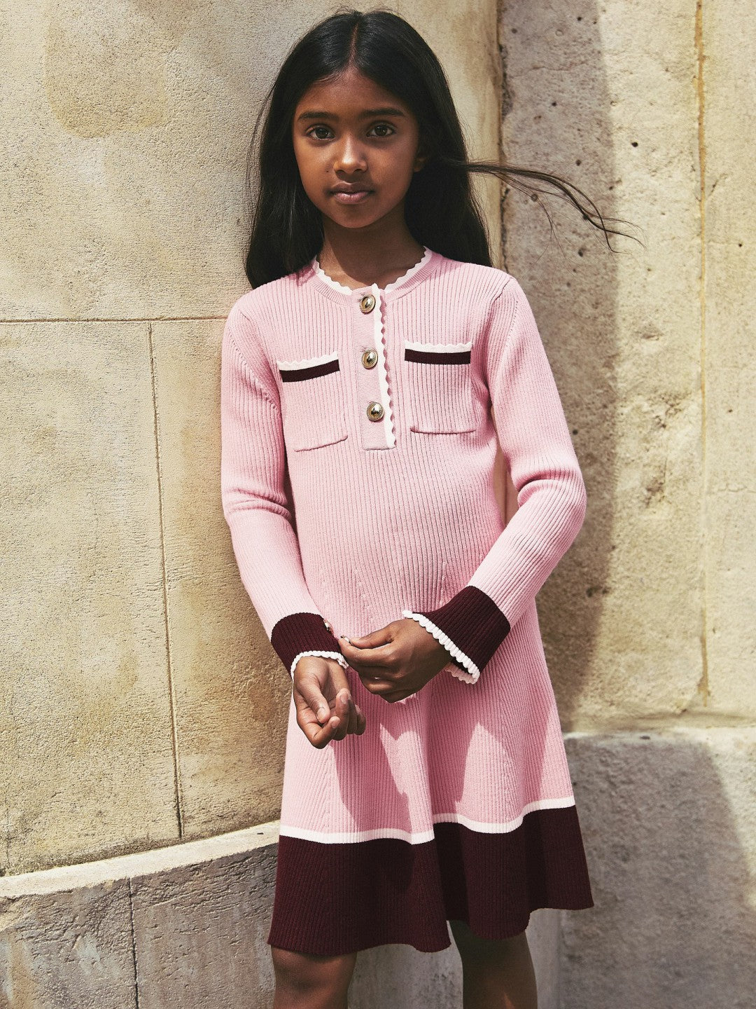 3-9 yrs Scallop-Trim Rib-Knit Dress Pink | Children & Baby