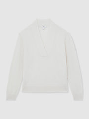 Cashmere V-Neck Jumper Cream | Women