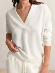 Cashmere V-Neck Jumper Cream | Women