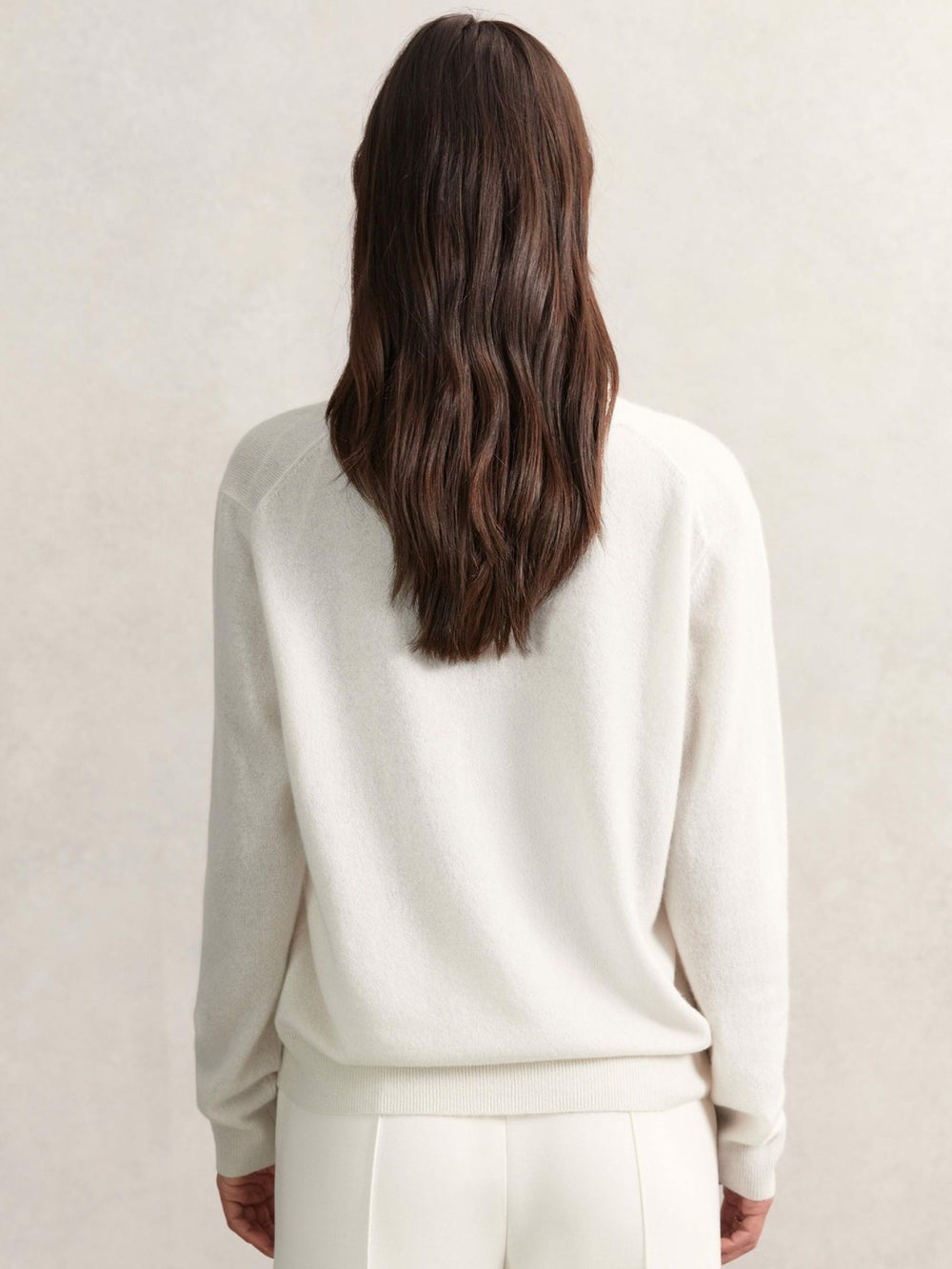 Cashmere V-Neck Jumper Cream | Women
