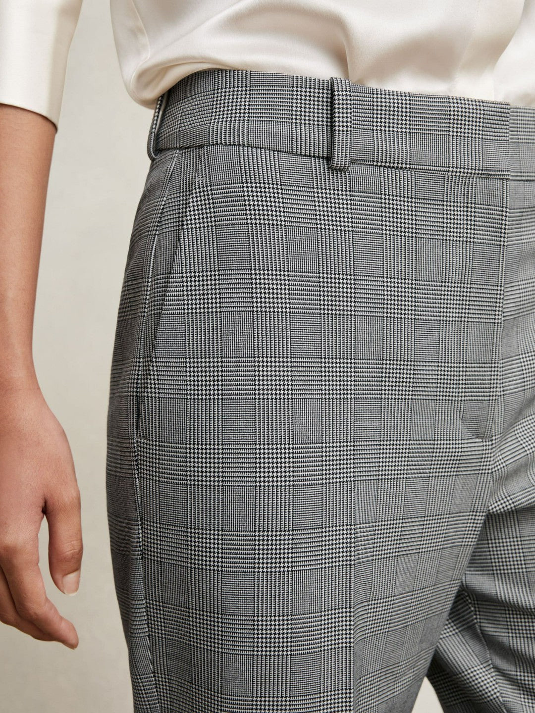Check Slim-Fit Suit Trousers Grey | Women