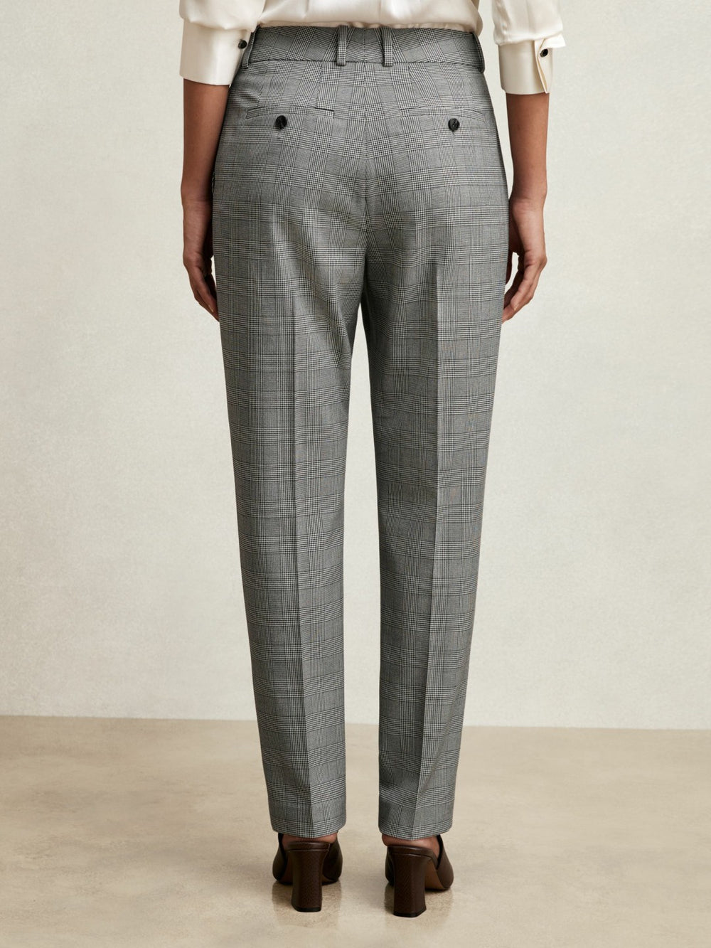 Check Slim-Fit Suit Trousers Grey | Women